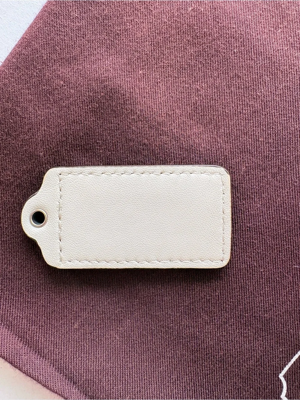 Y2K Coach Immaculate Ivory White Vintage Leather Hang Tag Bag Charm | Large 2.5”
